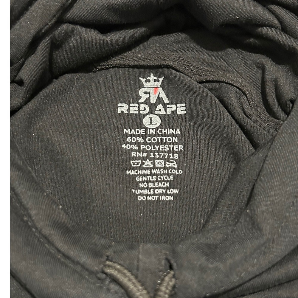 Red Ape Black & Gray Short Sleeve Hooded Shirt Y2K Mens Large - Picture 4 of 7